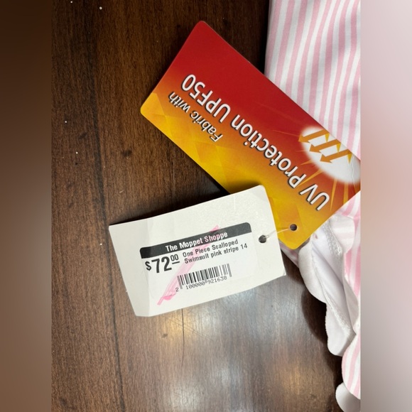 Be Elizabeth James & Lottie Scalloped Swimsuit Pink Stripe 14 Modest Southern - Picture 7 of 9